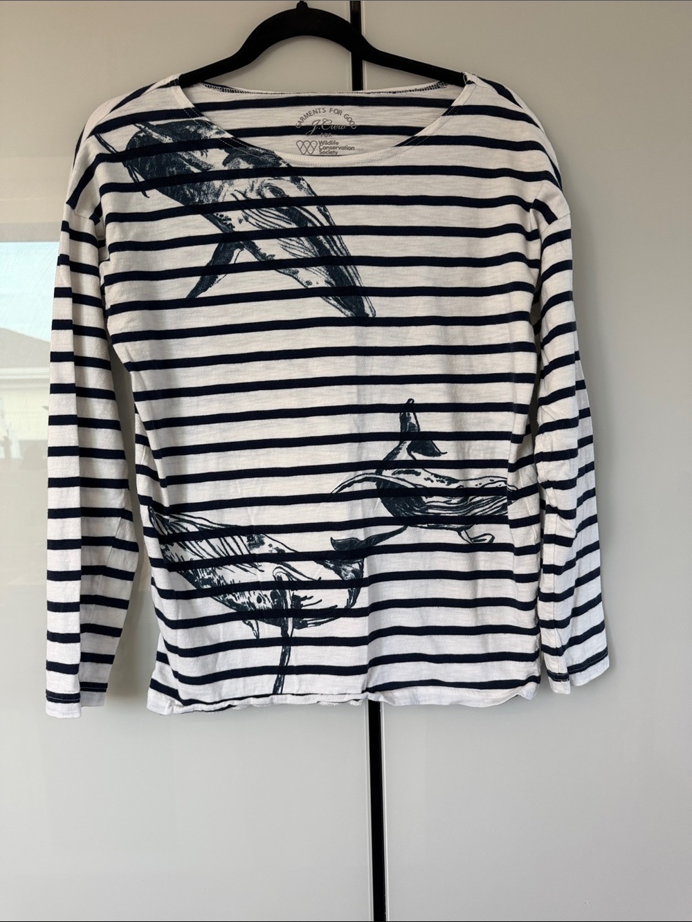 J. Crew Navy & White Striped Long-Sleeve Tee with whales